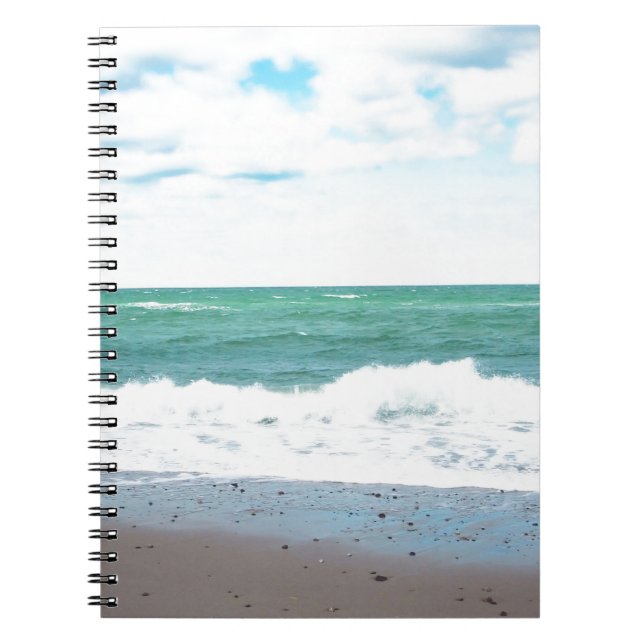 Caderno Espiral Oceano da cerceta, Sandy Beach (Frente)