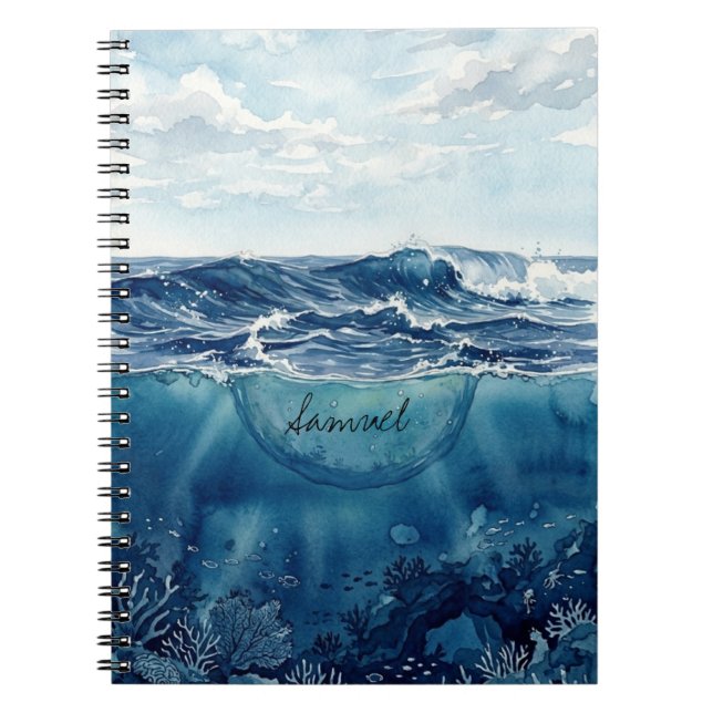 Caderno Espiral Oceano Personalizável (Frente)