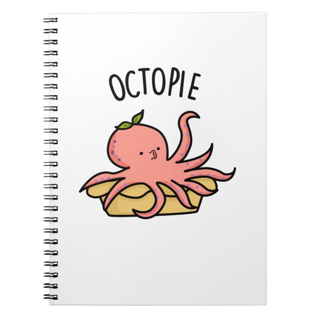 Caderno Espiral Octo-pie Engraçado Octopus Pie Pun (Frente)