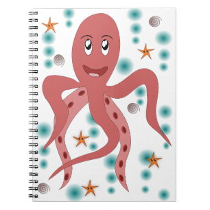 Caderno Espiral Octopus Animal do Mar Submarino Vida no Mar Kraken