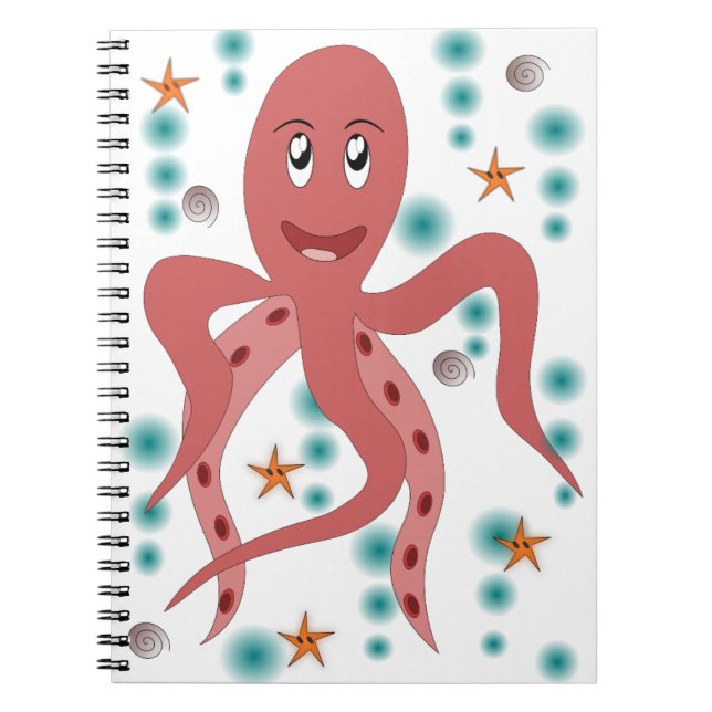 Caderno Espiral Octopus Animal do Mar Submarino Vida no Mar Kraken (Frente)