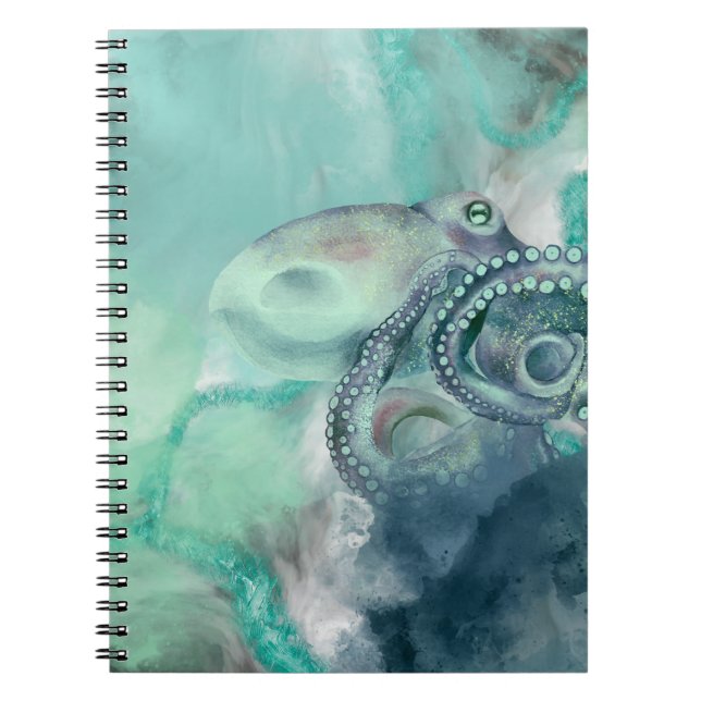 Caderno Espiral Octopus Aqua Ocean Aqua Sea Náutica (Frente)