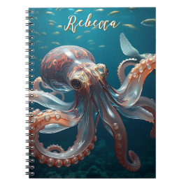 Caderno Espiral Octopus de Glassas no Mar Profundo