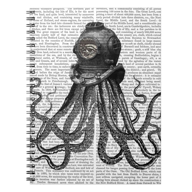 Caderno Espiral Octopus e Capacete de Mergulho (Frente)