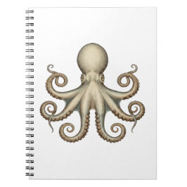 Caderno Espiral Octopus scientific diagram unique artwork retro 