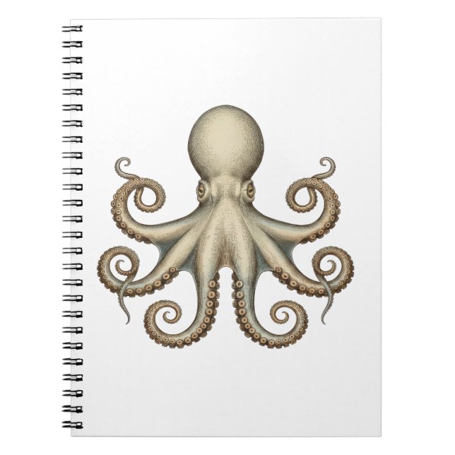 Caderno Espiral Octopus scientific diagram unique artwork retro  (Frente)