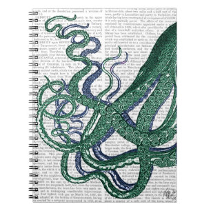 Caderno Espiral Octopus Tentacle Green e Blue