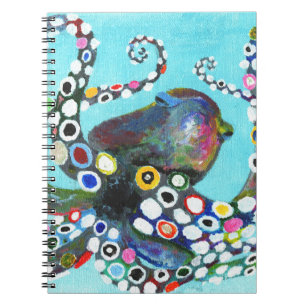 Caderno Espiral Octopus Vibrante: Ilustração Acrílica