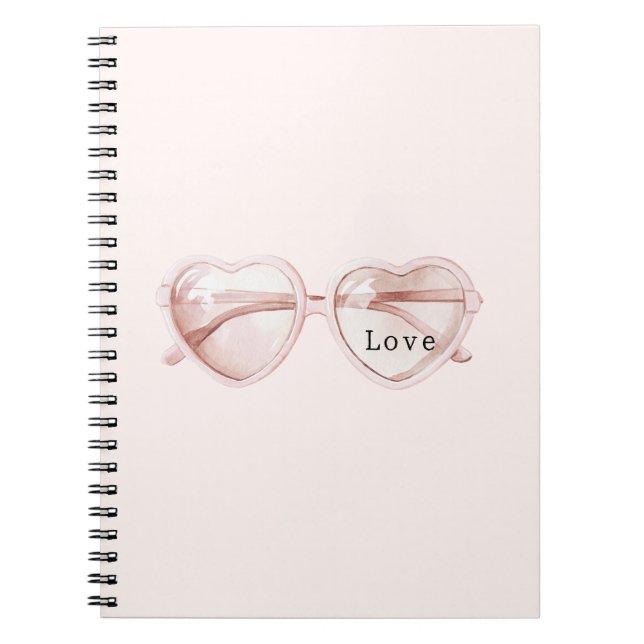 Caderno Espiral Óculos de Amor Coração Rosa (Frente)