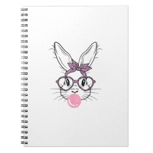 Caderno Espiral Óculos de leopardo de rosto de coelho Chiclete Dia