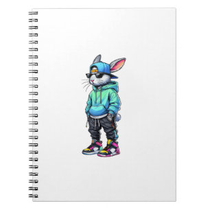 Caderno Espiral Óculos de sol Cool Bunny Rabbit para o Dia de Pásc