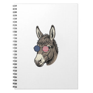 Caderno Espiral Óculos de sol de burro patriota Camisa vintage des