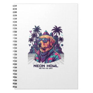Caderno Espiral Óculos de Sol de Cachorro da Unidade Retro K9 Neon