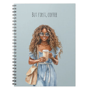 Caderno Espiral Óculos de Sol Femininos Vestido Azul Mas Primeiro,