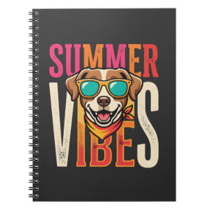 Caderno Espiral Óculos de Sol para Cachorro Vibrações de Verão