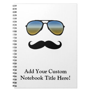 Caderno Espiral Óculos de sol retros engraçados com Moustache