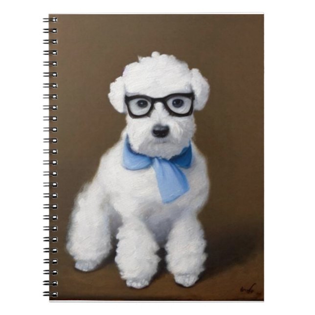 Caderno Espiral Óculos de Visto Cute Bichon Frisé (Frente)