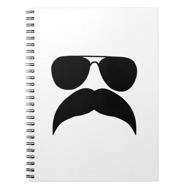 Caderno Espiral Óculos escuros com bigode - Escolha a cor de fundo (Frente)