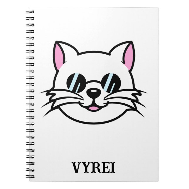 Caderno Espiral Óculos Pretos Vestidos de Gatos Brancos / Óculos e (Frente)