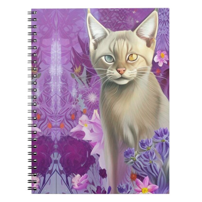 Caderno Espiral Odd Eyed Siamese Kitten a rosa (Frente)
