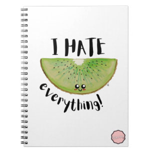 Caderno Espiral Odeio Tudo, Kawaii Kiwi