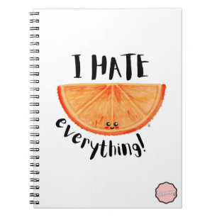 Caderno Espiral Odeio Tudo, Kawaii Orange