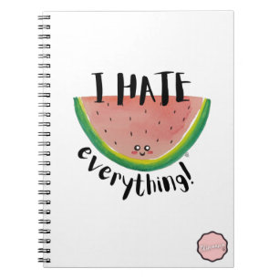 Caderno Espiral Odeio Tudo, Melancia Kawaii
