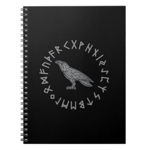 Caderno Espiral Odin Corvo do Corvo Mitologia Viking runas rúnico