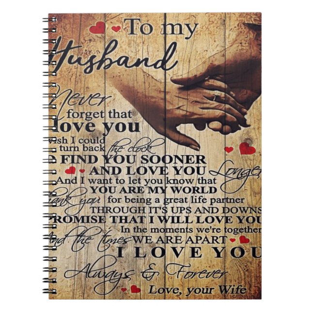 Caderno Espiral Oferta de Cotações de Amor | Ao Meu Marido Present (Frente)