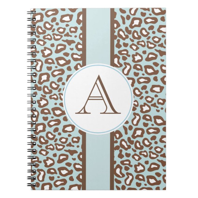 Caderno Espiral Oferta de notebook do Diário Aqua Leopardo Monogra (Frente)