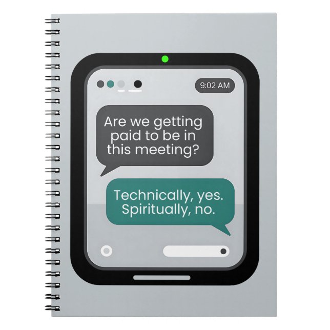 Caderno Espiral Office Humor  – “Technically Yes, Spiritually No." (Frente)