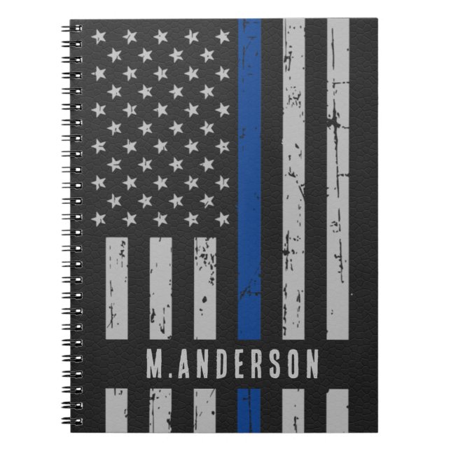 Caderno Espiral Oficial de Polícia de Linha Azul Personalizado (Frente)