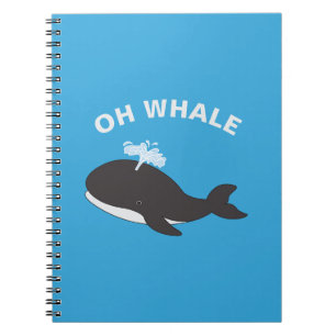 Caderno Espiral Oh Baleia Engraçado Oceano Mar Peixe Animal Pun