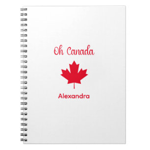 Caderno Espiral Oh Canadá   Folha de Maçã Vermelha Elegante