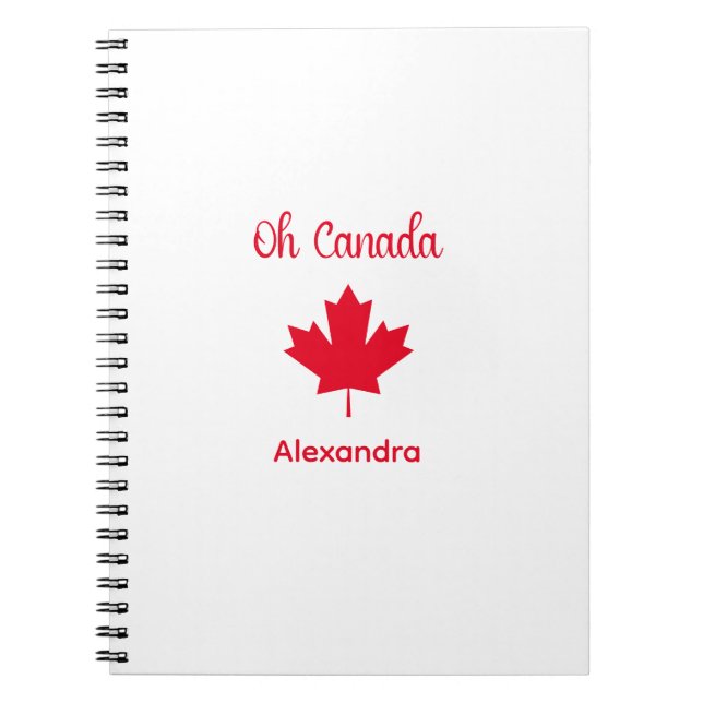 Caderno Espiral Oh Canadá | Folha de Maçã Vermelha Elegante (Frente)