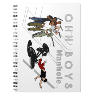 Caderno Espiral OHH BOYS - Homem na bicicleta bate em um gabinete