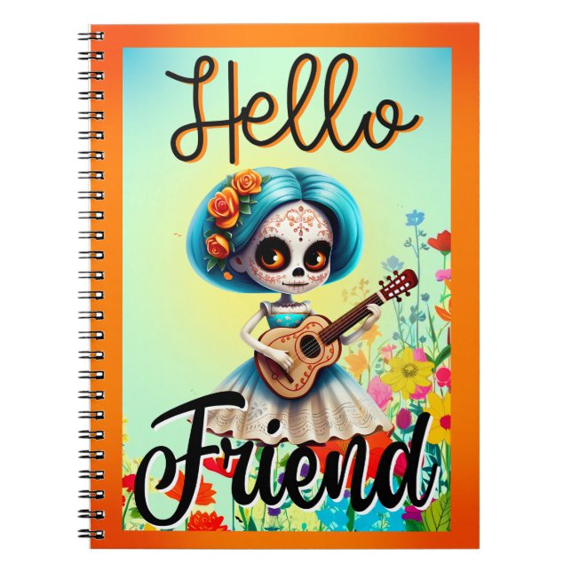Caderno Espiral Olá, Amigo Crânio de Açúcar (Frente)