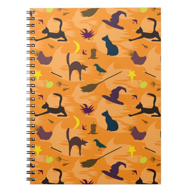 Caderno Espiral Olá Bruxa - padrão perfeito de Halloween. (Frente)