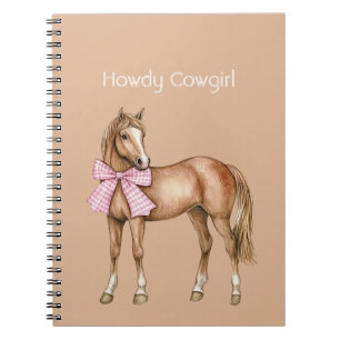 Caderno Espiral Olá Cowgirl Cavalo Laço Rosa