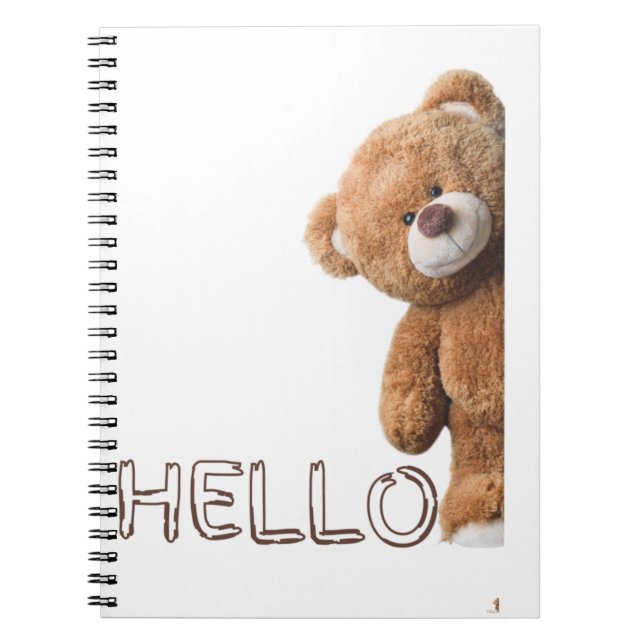 Caderno Espiral Olá, Cute Brown Teddy Bear (Frente)