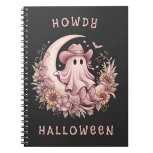 Caderno Espiral Olá Halloween Fantasma Western na Lua