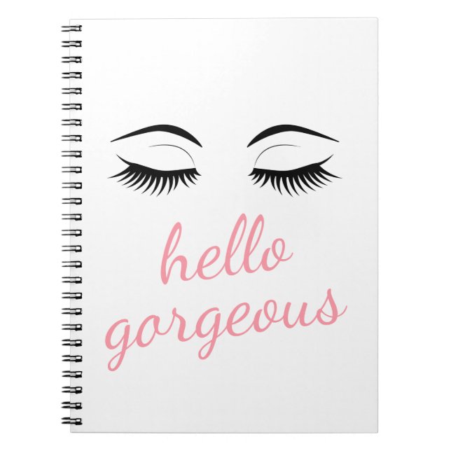 Caderno Espiral Olá, linda com Bonito Eyelashes Glamorous (Frente)