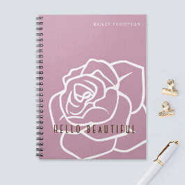 Caderno Espiral Olá Linda - Flor de Rosa Rosa Moderna Simples