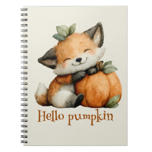 Caderno Espiral Olá Pumpkin Cute Fox Halloween Design