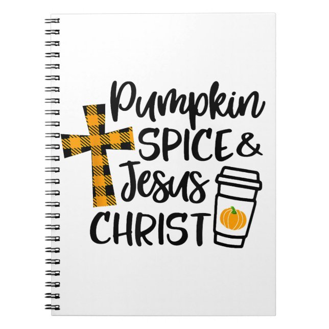 Caderno Espiral Olá, Pumpkin Fall Spice & Jesus Cristo Fall Chris (Frente)