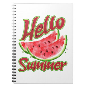 Caderno Espiral Olá Summer Aquarela Design de melancia