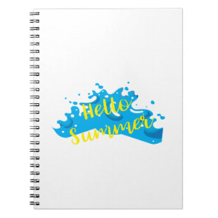 Caderno Espiral Olá Summer, Waves Graphic, Legal Branco