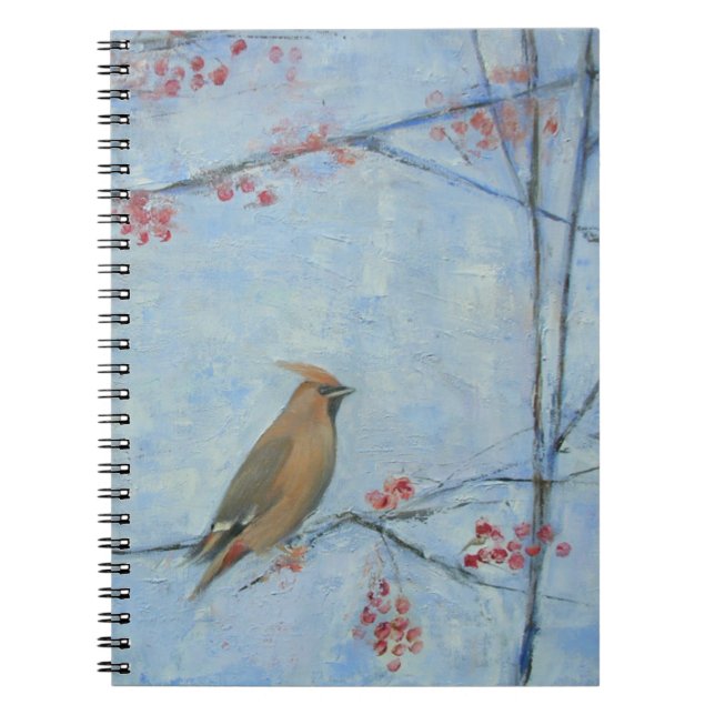 Caderno Espiral Óleo do Waxwing 2013 em canvas (Frente)