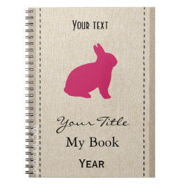 Caderno Espiral Olhar para o coelho rosa rosa e bonito personaliza