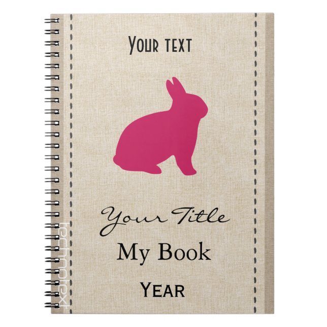 Caderno Espiral Olhar para o coelho rosa rosa e bonito personaliza (Frente)